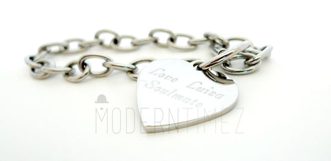 Personalized Engraved Heart Bracelet- gift for Mother's day, Valentines day, birthday gift - ModernTimez Gift