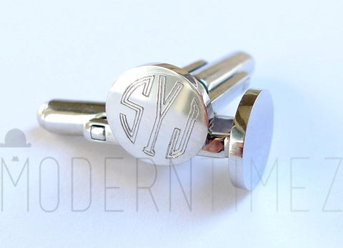 Personalized Cuff-links Round, Wedding Cuff links with Initials engraving  bestman, boyfriend Great Christmas gifts - ModernTimez Gift